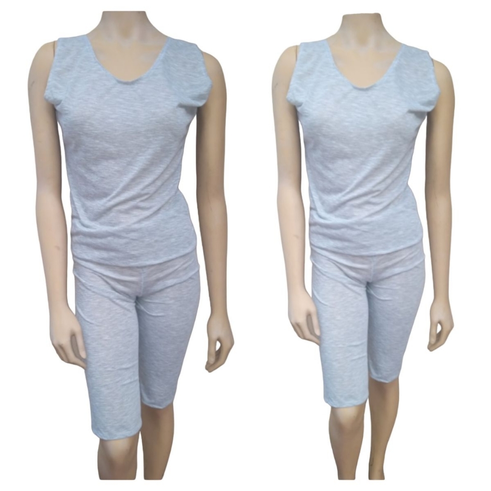 2 pc. Gray combo pant set athletic stretchy outfit